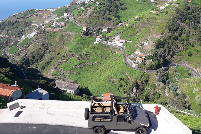 4x4 Safari Half day Poncha, Mountains, Vineyards and Cabo Girão Small group - Looking down from Boca dos Namorados