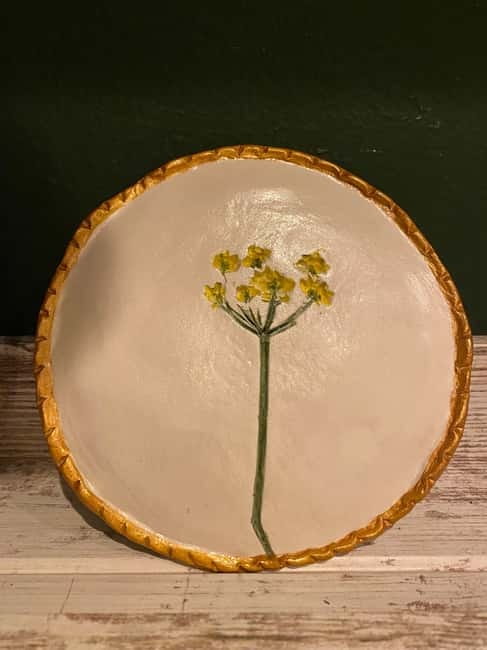 Karpathos: Botanical Clay Workshop & Pottery in a Vineyard - Pressing leaves and flowers into the clay