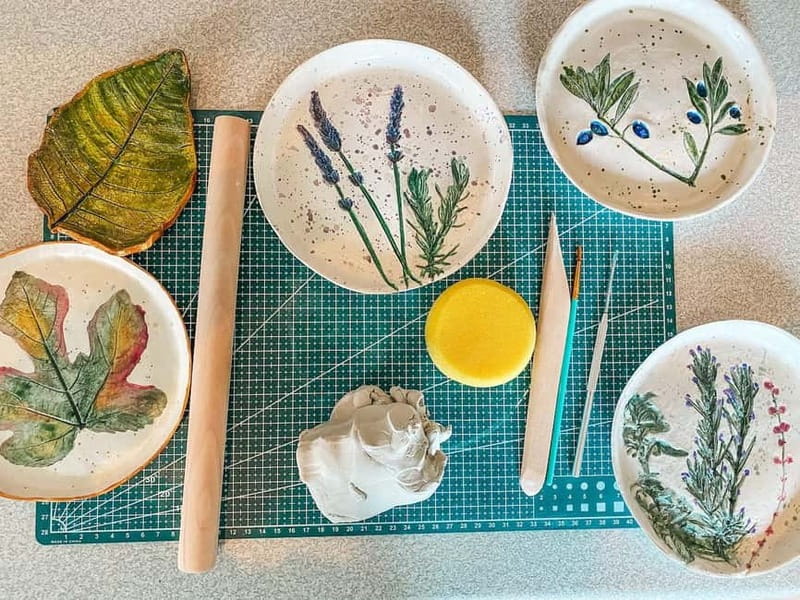Karpathos: Botanical Clay Workshop & Pottery in a Vineyard - Rolling a clay slab for your plate