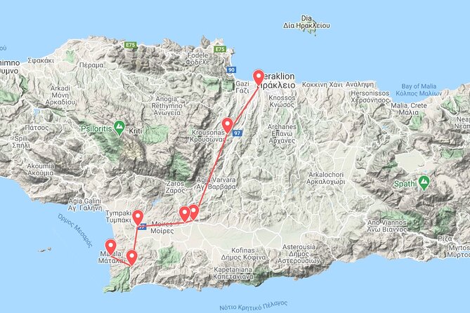 Minoan Luxuries: Ancient Palaces, Messara Wine Routes & Matala - Odigitria Monastery and the Agiofarango connection