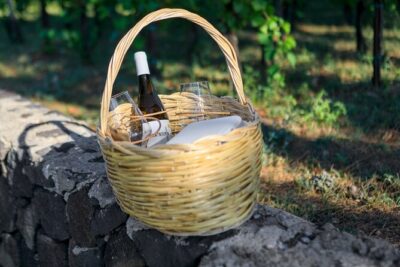 Sunset picnic in the vineyard