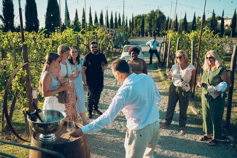 Tuscan Vineyard Dinner with Wine Tasting - The sparkling wines begin the tasting
