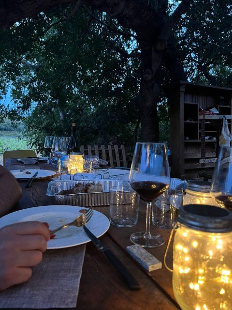 Wine tour and lunch or dinner at our vineyard - Carob shade and sunset in the Sardinian countryside